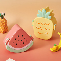 Boîte à goûter pour enfants en forme de fruits, en plastique, fraise, ananas, carotte, pastèque, avec compartiments
