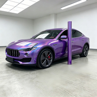 Film vinyle brillant pour voiture, couleur violet laser, effet iridescent holographique, auto-adhésif, pour l'extérieur des voitures
