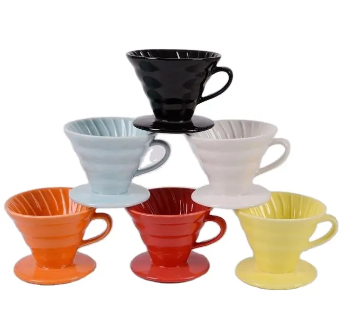 V60ドリップフィルターカップ & マグセットティー & ミルクコーヒーメーカーマシン用の個別スタンド付きセラミックコーヒードリッパーV60用