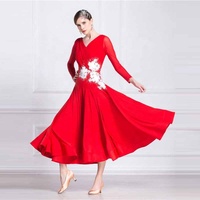 M-1804 Rouge moderne salle de bal danse robe haut de gamme norme nationale valse performance robe de danse en automne et en hiver