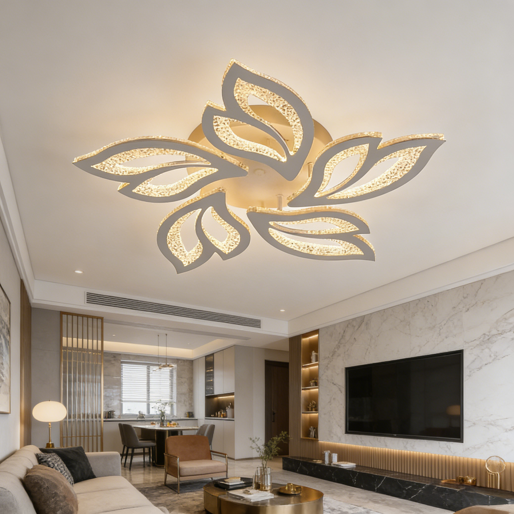 JACKSUN Designed Leaf-Shaped LED Ceiling Light 24"~27" 3-Color Light Acrylic 110v-220v Lights for Living Room Ceiling Lamp