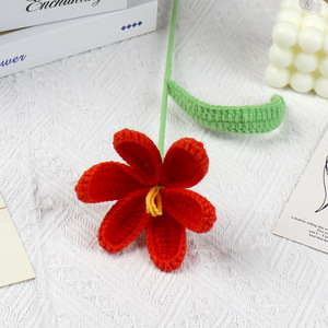 Fleurs de tulipes ouvertes transfrontalières finies, fleurs tricotées, fleurs artificielles faites à la main, fleurs au crochet pour la Saint-Valentin et la fête des Mères - Product Image 4