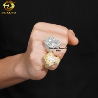 Vente en gros de bijoux de qualité supérieure en argent sterling 925 pour hommes, bague croix Hip Hop Moissanite