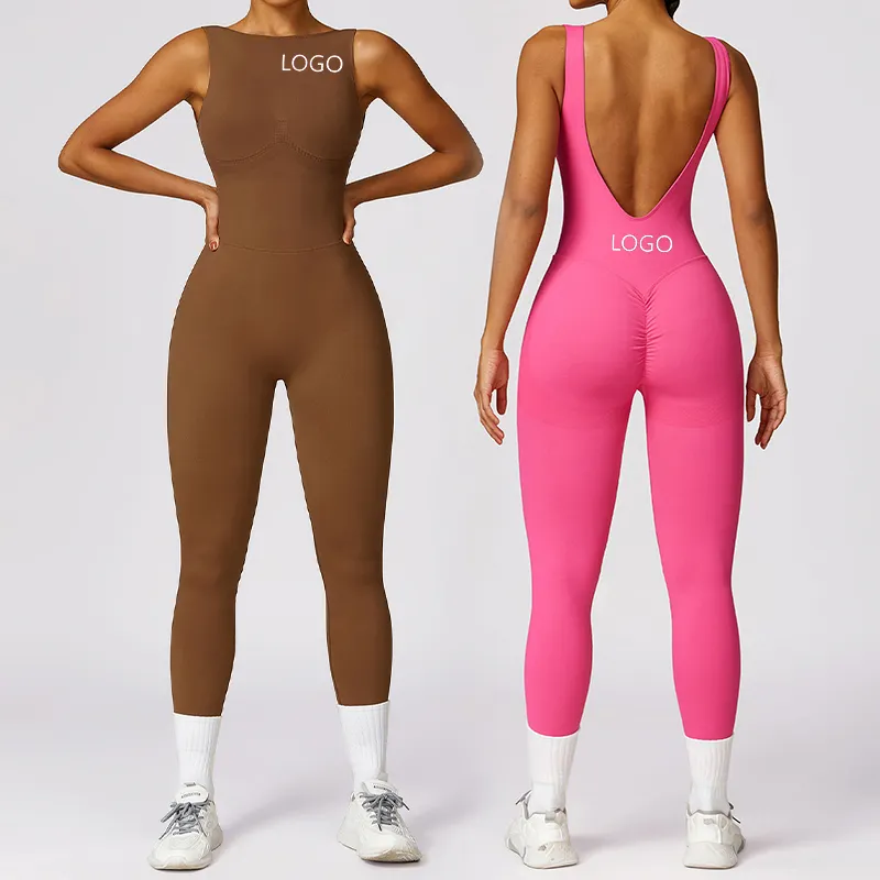 XW-CLT7448 Individueller neuer meistverkaufter Damen-Jumpsuit rückenfrei sexy eng hüftenkurve Sport-Yoga-Jumpsuit