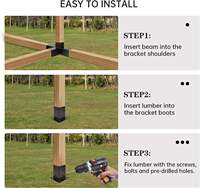 Kit de supports de pergola 4x4 menuiserie bricolage Extension de support d'angle à Angle droit à 4 voies Supports de pergola d'angle en bois surélevés