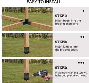 Kit de supports de pergola 4x4 menuiserie bricolage Extension de support d'angle à Angle droit à 4 voies Supports de pergola d'angle en bois surélevés - Product Image 6