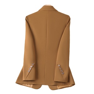 Women's Caramel Blazer Slim Fit Anti-Wrinkle Polyester Spring Autumn Wear - Product Image 5