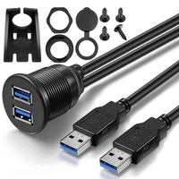 Câble d'extension USB 3.0 AUX, 2 Ports, 1m, pour panneau de tableau de bord, pour voiture, camion, bateau, moto