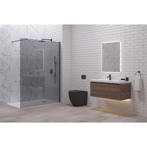 Mampara de Ducha Kamalu KW-100GMF con Plato Rectangular de 120 cm, Vidrio Ahumado de 8 mm, Perfil de Metal Color Gris Metálico, Material ABS Impermeable - Product Image 6