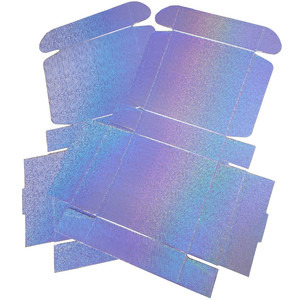 Mini <span class=keywords><strong>caja</strong></span> de papel holográfica con purpurina Lila Violeta brillante para joyería, pulsera, embalaje de venta - Product Image 4