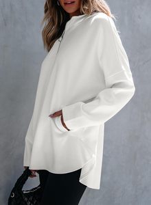 Sudadera Holgada Informal con Capucha para Mujer, Manga Larga, Media Cremallera, Bolsillo, Color Sólido, Fabricada en China, Sin Necesidad de Costura - Product Image 4