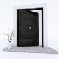 Portail de jardin pivotant en aluminium robuste avec panneau sculpté CNC, serrure intelligente, porte d'entrée extérieure pour villa, cour et accès piétonnier