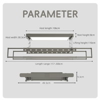 Séchoir à linge électrique pliable compact avec éclairage LED et chauffage pour cuisine et balcon