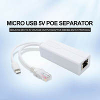 Alimentación aislada sobre Ethernet Micro USB RJ45 48V 5V 2.4A 802.3at Adaptador de separador Ethernet Cámara no POE para tipo de monitor
