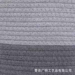 <b>Large</b> Cotton Rope Woven <b>Storage</b> <b>Basket</b> Round With Handles For Clothes And Toys White And Gray Color Scheme Handmade - Product Image 4