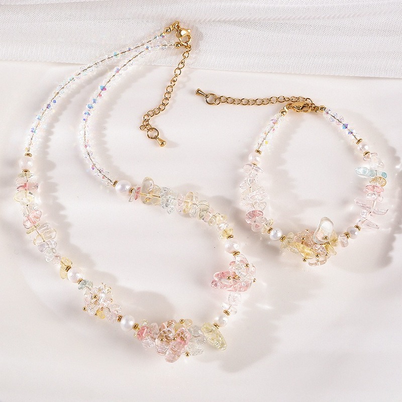 Dainty Faceted Crystal Necklace Stainless Steel