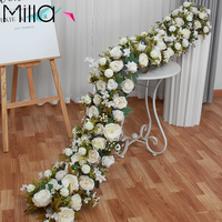 Taplak meja Floral untuk pernikahan, bunga sutra buatan dekorasi dinding latar belakang pernikahan