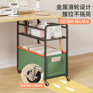 OY-LH Wheeled Storage Rack Rectangle Large Capacity Mobile Snack <b>Cart</b> Living Room Organizer Easy Cleaning <b>Foldable</b> Bookshelf - Product Image 3