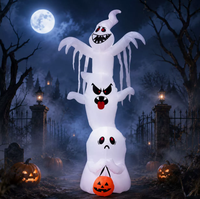 Squelette gonflable de 1,2 m pour Halloween avec lumière LED, idéal pour les fêtes d'attractions hantées et les petites décorations.