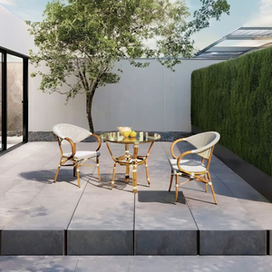 Venta caliente Cafetería <span class=keywords><strong>Mesa</strong></span> y sillas Bar Bambú Mirando Balcón Patio Silla comercial Muebles <span class=keywords><strong>de</strong></span> exterior - Product Image 1