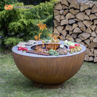 Table de foyer familiale de style moderne pour l'extérieur avec barbecue en acier galvanisé Foyer en acier corten pour barbecue de jardin