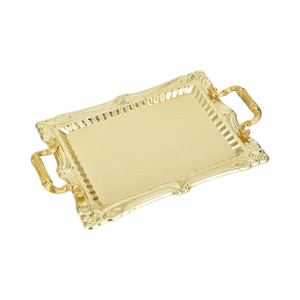 Hiện Đại 3-Mảnh Vàng Kim Loại Hình Chữ Nhật Phục Vụ Khay Đặt Sang Trọng Sang Trọng Thân Thiện Với Môi Cho Nhà Khách Sạn Hoặc Nhà Hàng - Product Image 2