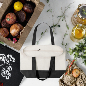 Natural Color Cotton <b>Tote</b> <b>Bag</b> with Rope Handle and <b>Zipper</b> Closure Custom Logo Shopping <b>Bag</b> Letter Pattern - Product Image 3