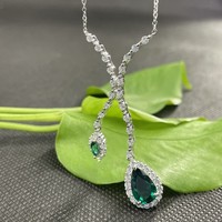 Collier pendentif en argent S925 avec serti circulaire taille poire pour femme, plaqué rhodium, luxe, usage quotidien, chaîne fine