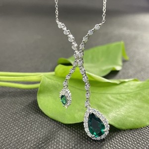 S925 Silver <b>Emerald</b> <b>Pendant</b> Necklace Women's Pear Cut Diamond Chain Jewelry Everyday Wear Fine Chains Necklaces K - Product Image 5