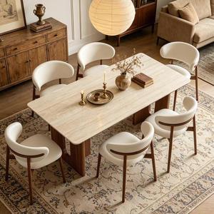 <span class=keywords><strong>Table</strong></span> à manger rectangulaire en bois minimaliste, style médiéval, <span class=keywords><strong>ardoise</strong></span> de travertin <span class=keywords><strong>sur</strong></span> bois de frêne - Product Image 2