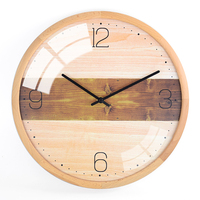 Jam dinding kayu solid dekorasi rumah senyap dengan ukuran dan warna logo kustom