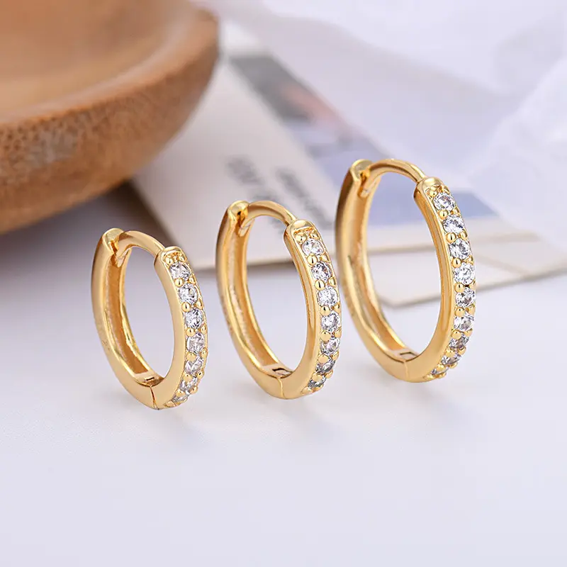 Wholesale 18k Pvd Gold Plated Fashion Jewelry Earrings Women Small Cubic Zirconia 316l Stainless Steel Huggie Hoop Earrings