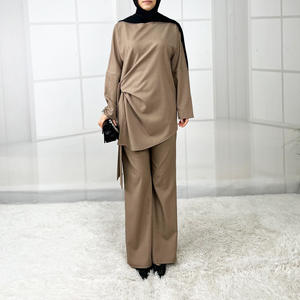 Ensemble deux pièces pour femmes musulmanes <span class=keywords><strong>tunique</strong></span> asymétrique <span class=keywords><strong>chic</strong></span> modeste et sophistiquée et pantalon à jambes larges - Product Image 6