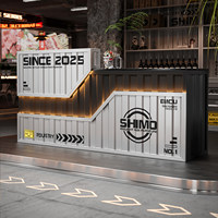 Comptoir de bar de style industriel, comptoir de caisse, comptoir de magasin, comptoir de café, comptoir de club moto, comptoir d'accueil commercial créatif en fer forgé