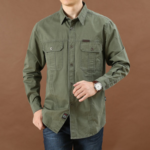 Camisas de Estilo Safari Personalizadas de Alta Calidad para <span class=keywords><strong>Hombre</strong></span>, Camisas de <span class=keywords><strong>Manga</strong></span> <span class=keywords><strong>Larga</strong></span> para <span class=keywords><strong>Hombre</strong></span>, Tallas Grandes, Camisas Casuales - Product Image 4