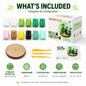 Kit de Pâte à Modeler Panda DIY Mini Personnalisé en Gros, Séchage à l'Air, Non Toxique, 12 Couleurs, Jouet Artisanat de Scénographie pour Enfants, OEM - Product Image 2