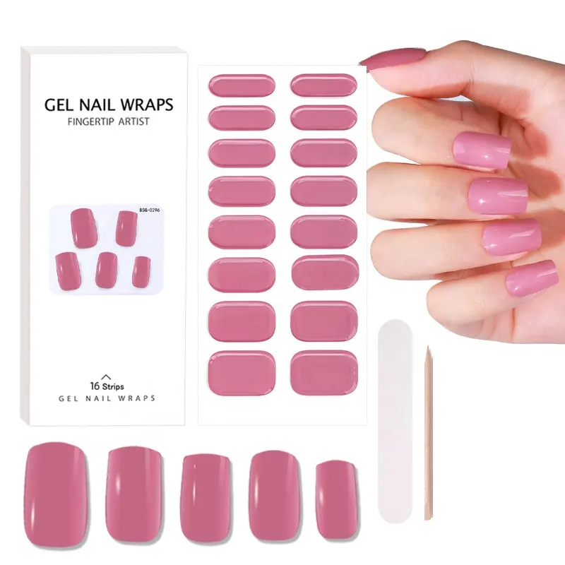 2023 Nieuwe Product Diy Ontwerpen Nail Wraps Polish Strips Gel Nagellak Stickers Custom Logo Led Semi-Uitgeharde Gel Nail Wraps Uv