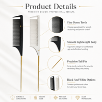 Peigne à queue de rat professionnel antistatique en plastique durable pour salon, à dents fines, design tendance, pour le sectionnement, avec logo personnalisé, vente en gros