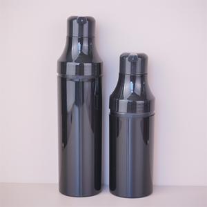 Flacon pompe double compartiment noir brillant 200 à 300 ml en plastique pour coloration capillaire et shampoing, idéal pour salon de coiffure - Product Image 1