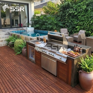 Baldosas de Madera de Acacia Marrón de 9 Listones, Baldosas de Exterior Encajables, Baldosas Compuestas Económicas, Autoinstalables - Product Image 4