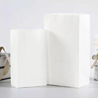 Sac en papier kraft blanc personnalisé à fond carré, qualité alimentaire, pour boulangerie, pain, snacks, plats à emporter, restaurant, emballage de courses