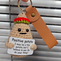 Pomme de terre positive mignonne faite à la main, porte-clés amusant en crochet d'animaux positifs, poupée en peluche d'accompagnement émotionnel, petit cadeau pour la décoration de bureau
