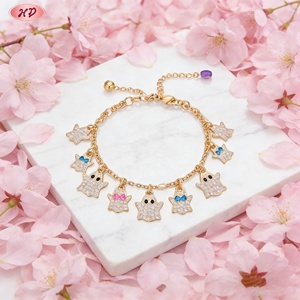 Pulsera de moda con dije de estrella fantasma chapado en oro, con esmalte colorido e incrustaciones de cristal, cadena ajustable, estilo dulce y moderno. - Product Image 5
