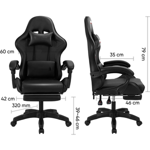 Silla Gamer Ergonómica <span class=keywords><strong>de</strong></span> Piel Sintética Negra, Económica, <span class=keywords><strong>de</strong></span> Respaldo Alto, para Juegos <span class=keywords><strong>de</strong></span> PC, con Reposapiés, Directo <span class=keywords><strong>de</strong></span> Fábrica - Product Image 6