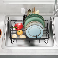 Égouttoir à vaisselle extensible antirouille multifonctionnel, support de rangement peu encombrant pour l'organisation du comptoir de cuisine
