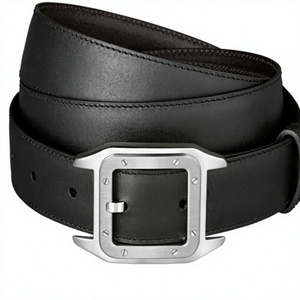 Custom Black Cowhide Leather Belt Square Steel Pin Buckle Casual <b>Jeans</b> Waist Belt for Men - Product Image 4