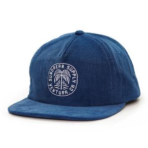 Custom 5 Panel Embroidery Patch logo Unstructured Snapback Hats Navy Blue Corduroy Caps - Product Image 1