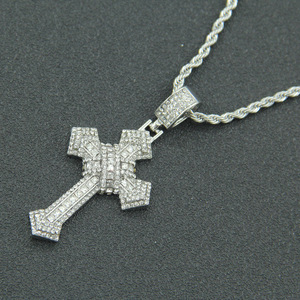 Hot Selling Hiphop Style Alloy <b>Cross</b> Pendant Necklace Cool Personalized Stainless Steel <b>Chain</b> Men's Necklaces Wholesale Jewelry - Product Image 2