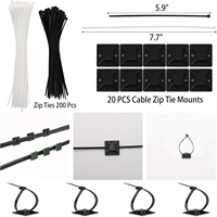 604 pièces Kit de gestion des câbles 4 manchons d'organisation de cordon 7 supports de câble 38 clips de cordon adhésifs, 40 pièces + 5 sangles d'organisateur de câble de rouleau
