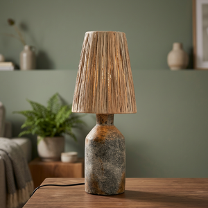 Coastal Handmade Ceramic Table Lamp Empire Jute Shade E26 <b>LED</b> Natural Texture Living Room Decor - Product Image 3